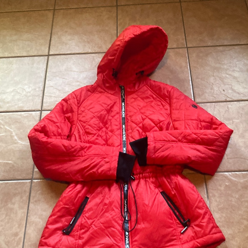 Michael Kors Red Quilted Puffer Jacket